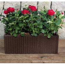 (BC-F1036) Plastic Rattan New Design Square Self-Watering Flower Pot